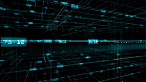 Blue and green network grid and data connections Vidéo 106673926