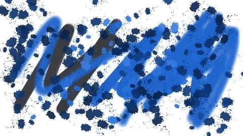 Blue and green paint splashes and artistic brush strokes abstract background. Stock Illustration