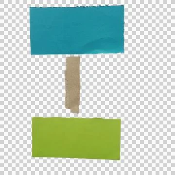 Blue and green paper rectangle shapes with a brown vertical strip isolated .. 写真素材