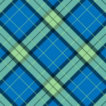 Blue and green plaid pattern fabric texture Stock Illustration