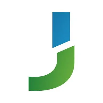 Blue and Green Split Shaped Letter J Icon Stock Illustration
