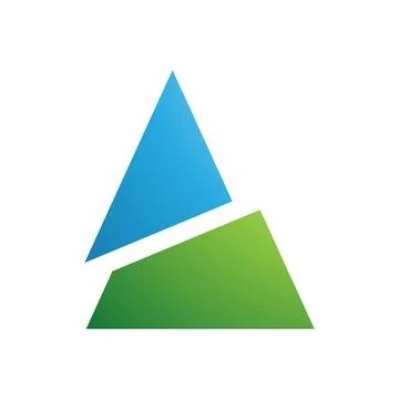 Blue and Green Split Triangle Shaped Letter A Icon Stock Illustration