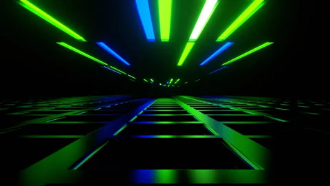 Blue and Green Strobe Behind Bars Background VJ Loop in 4K Vídeo Stock 343269385