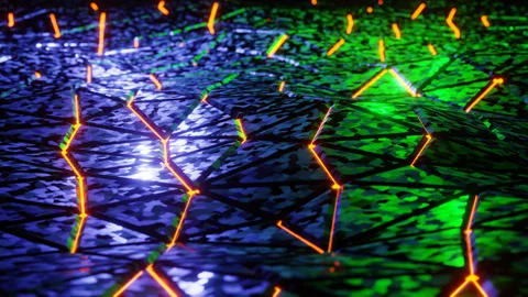 Blue and Green Triangular Waves Background Abstract Animation Loop in 4K Stock Footage 242591472