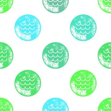 Blue and Green Waves Pattern on White Background Illustrazione stock