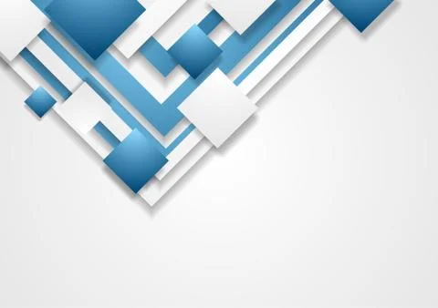 Blue and grey abstract tech squares background Illustrazione stock