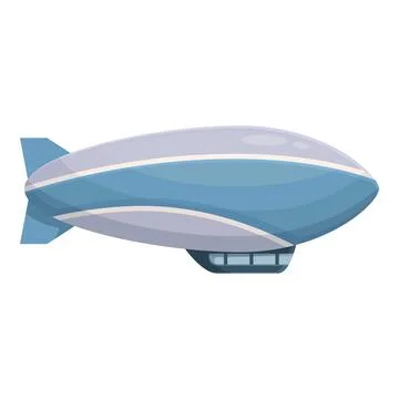 Blue and grey blimp flying through the air Stock Illustration