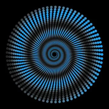 Blue and Grey Dotted Circle with Concentric Rings and a Central Black Hole Stock Illustration