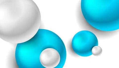 Blue and grey glossy 3d spheres abstract geometric concept background Stock Illustration