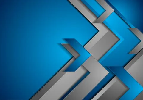 Blue and grey tech abstract background with arrows Stock Illustration