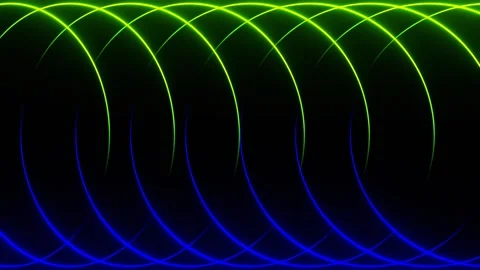 Blue and Light Green Abstract Rotating Neon Circles Background VJ Loop in 4K Stock Footage 285246080