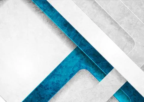 Blue and light grey geometric tech grunge abstract background Illustrazione stock