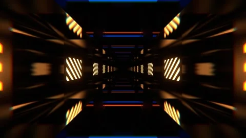 Blue and Light Orange Rhythmically Shimmering Striped Tunnel Background VJ L Stock Footage 304661667