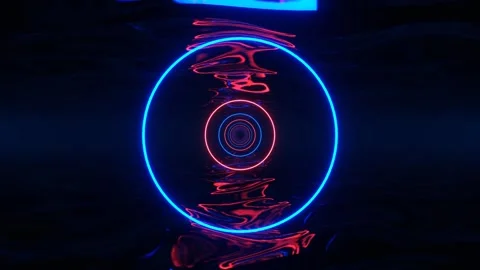 Blue and Light Red Liquid Wave Area with Neon Circles Background VJ Loop in  Stock Footage 316899874