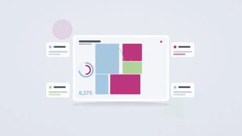 Blue and magenta analytics dashboard flat design loop Stock Footage 342628474