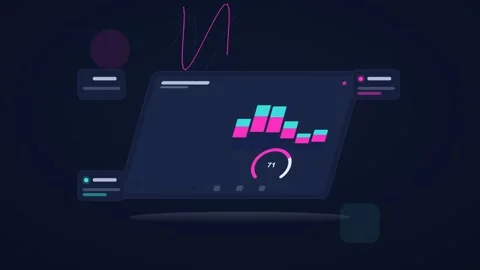 Blue and magenta analytics dashboard flat design loop Stockbeeldmateriaal 342628501