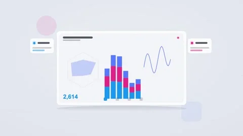 Blue and magenta analytics dashboard flat design loop Stock Footage 342628930