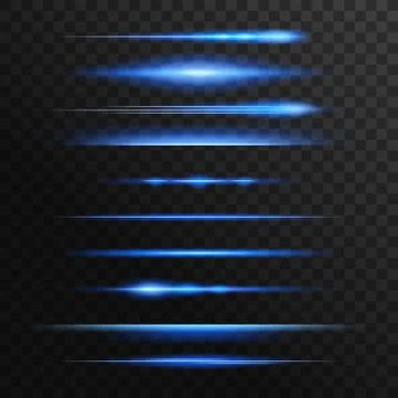 Blue and neon light flashes, glow vector lines Stock Illustration