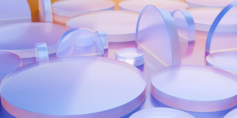 Blue and orange abstract array of frosted glass cylinder shapes, geometric .. Stock Illustration