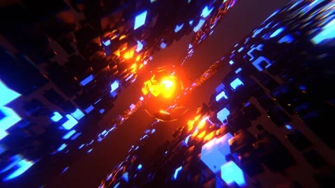 Blue and Orange Abstract Cubes Sci-Fi Background VJ Loop l 4K Stock Footage 294913184