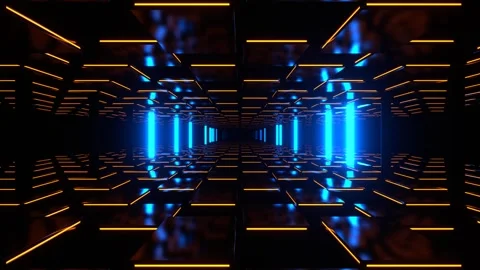Blue and Orange Abstract Strobe Wave Corridor Background VJ Loop in 4K Stock Footage 310502494