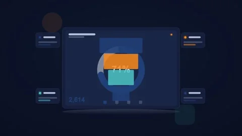 Blue and orange analytics dashboard flat design loop Stock Footage 342628572