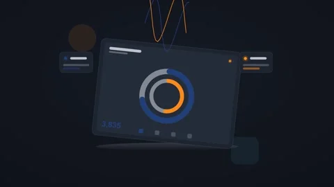 Blue and orange analytics dashboard flat design loop Stock Footage 342628851