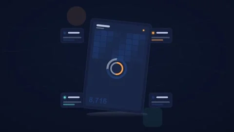 Blue and orange analytics dashboard flat design loop Stock Footage 342629274