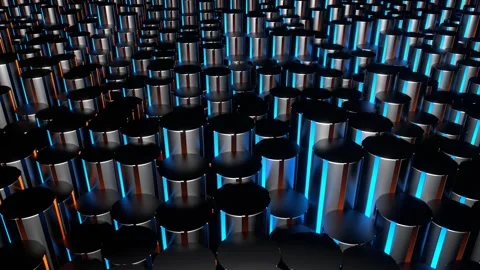 Blue and Orange Circular Cylindrical Neon Equalizer Background VJ Loop in 4K Stock Footage 262560780