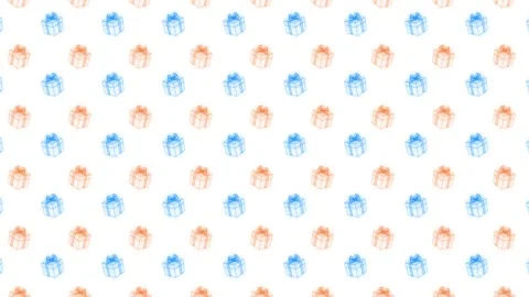Blue and orange colored gift boxes are moving in different directions on a white Stock Footage 311972835