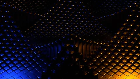 Blue and Orange Cyber ​​Waves Background VJ Loop l 4K Stock Footage 302247869