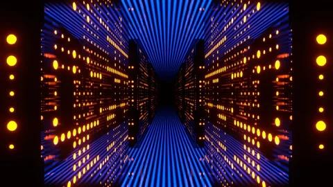 Blue and Orange Data Tunnel Abstract Servers Background VJ Loop in 4K Stock Footage 344102330