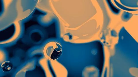 Blue and orange dense amorphic meta objects bg - abstract 3D rendering Stock Illustration