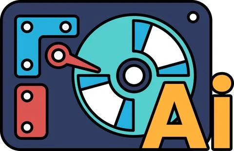 A blue and orange disk with the letters AI on it Stock Illustration