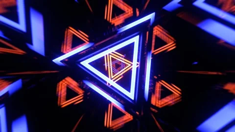 Blue and Orange Dynamic Strobe Triangle Tunnel Background VJ Loop l 4K Stock Footage 303145581
