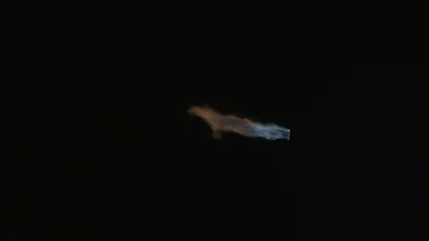 Blue and orange flames from a torch expel horizontally for use with visual Stock Footage 92582733