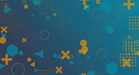 Blue and Orange Geometric Overlay Pattern Stock Illustration