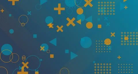 Blue and Orange Geometric Overlay Pattern Stock Illustration
