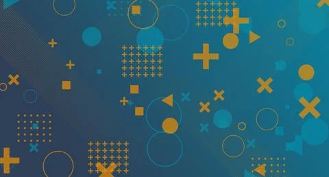 Blue and Orange Geometric Overlay Pattern Stock Illustration