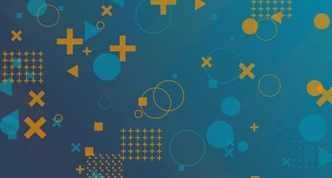 Blue and Orange Geometric Overlay Pattern Stock Illustration