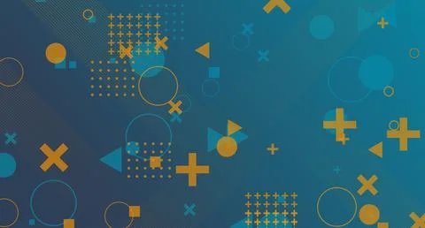 Blue and Orange Geometric Overlay Pattern Stock Illustration