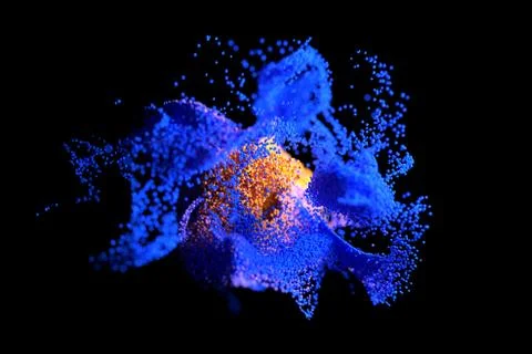 Blue and orange glowing cloud computing with particles. Coronavirus concept Stock Illustration