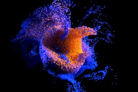 Blue and orange glowing cloud computing with particles. Coronavirus concept Stock Illustration