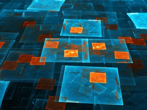 Blue and orange glowing rectangles Stock Illustration