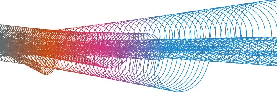 Blue and orange gradient circular overlapping lines forming a horizontal tu.. Stock Illustration