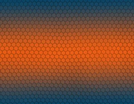 Blue and orange gradient snake skin horizontal pattern, round scale Illustrazione stock