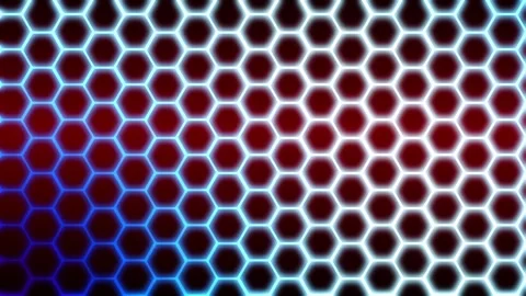 Blue and orange honeycomb pattern glowing as pulsating background futuristic Stock Footage 243677151