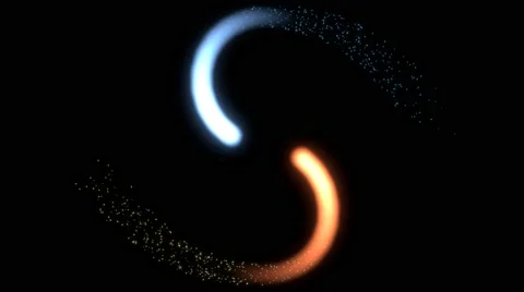 Blue and orange incandescent objects crashing Stock Footage 63420099