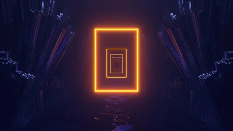 Blue and Orange Infinite Sci-Fi Neon Corridor Background VJ Loop l 4K Stock Footage 296010343