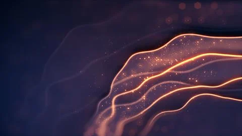 Blue and orange lighting flickering volumetric objects - abstract 3D rendering Stock Illustration